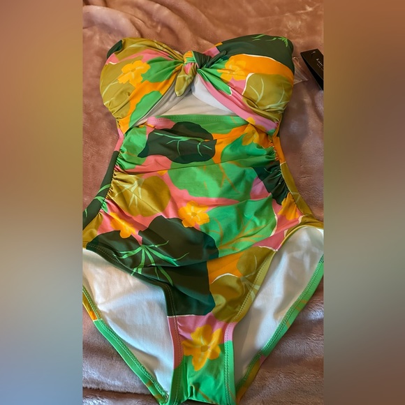 Kate Spade Cucumber Floral Tie Bandeau One-Piece - Picture 3 of 6